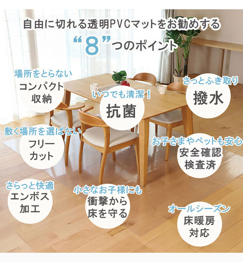 自由に切れるPVCマット クリアの機能