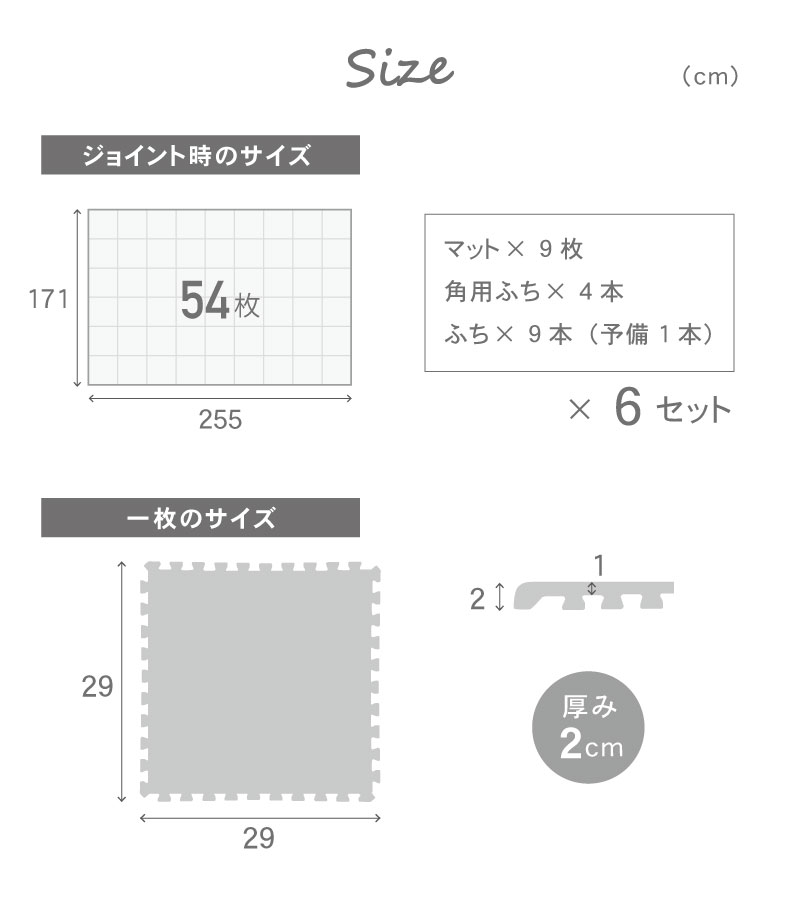 約3畳 54枚セット 30ｘ30 ジョイントマット ゴクアツのサイズ1