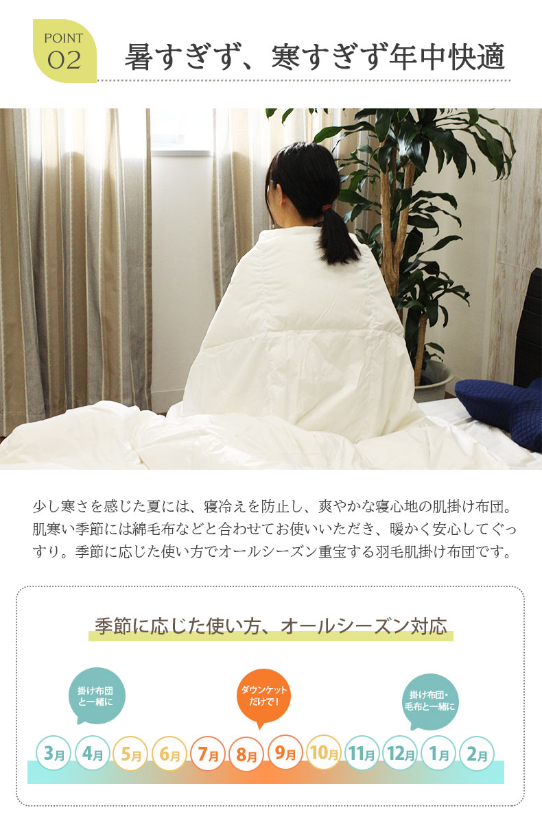 羽毛肌掛け布団 WDD50の機能