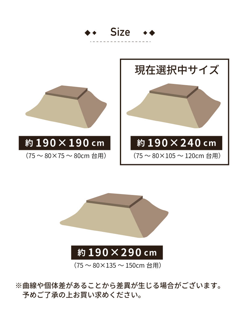 こたつ厚掛布団 マルチニットのサイズ1