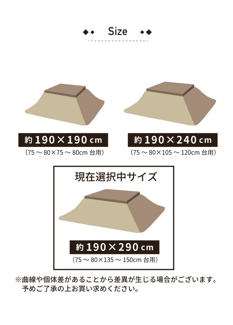 こたつ厚掛布団 マルチニットのサイズ1