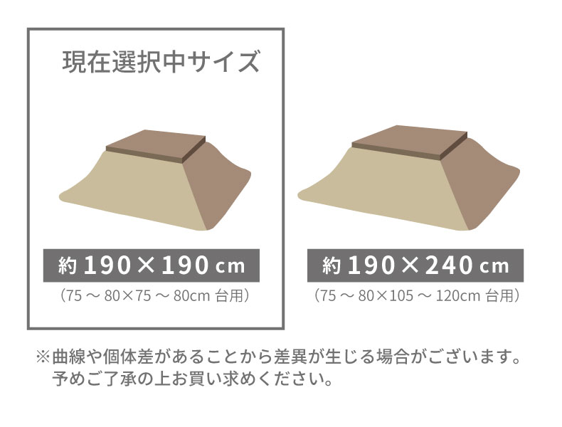 こたつ薄掛布団 アゼルのサイズ1