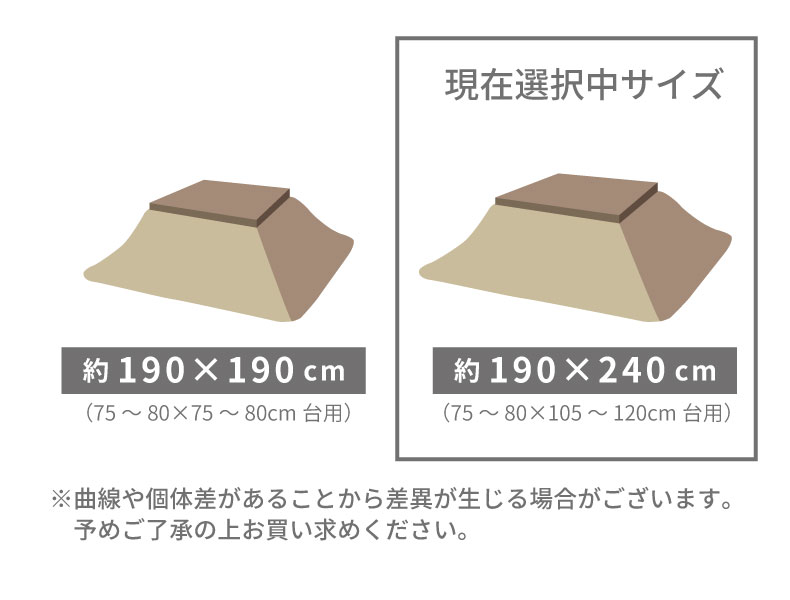 こたつ薄掛布団 アゼルのサイズ1