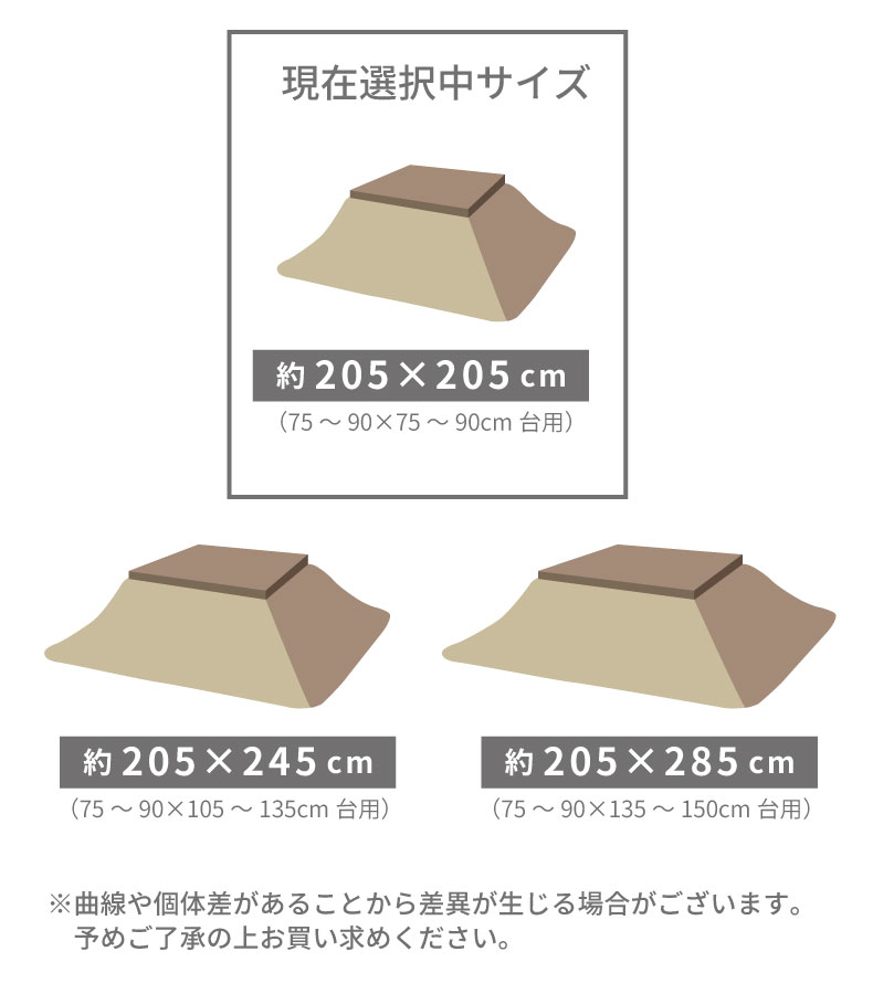 こたつ厚掛け布団 ラディのサイズ1