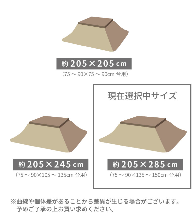 こたつ厚掛け布団 ラディのサイズ1