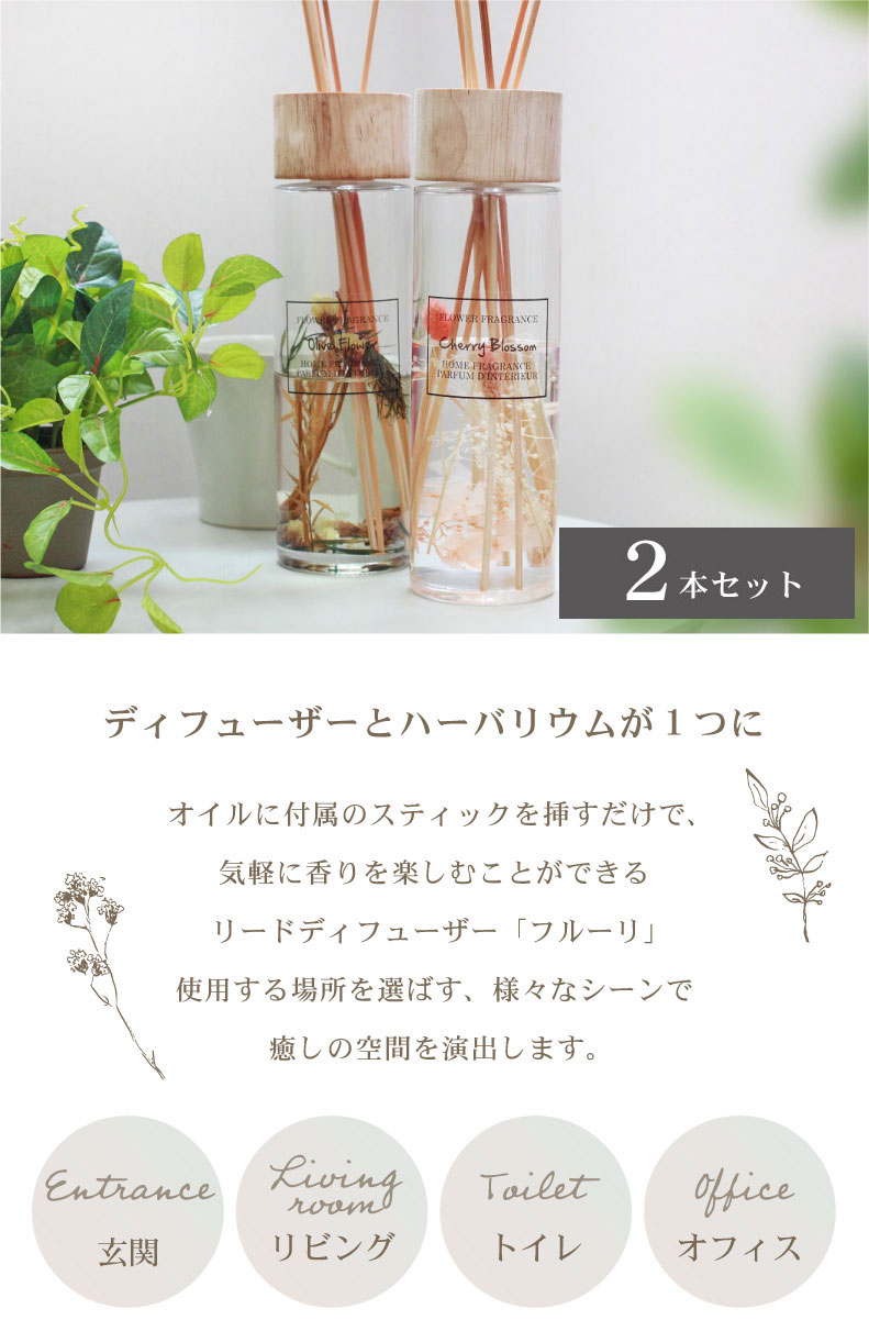 リードディフューザー 2本セット フルーリ