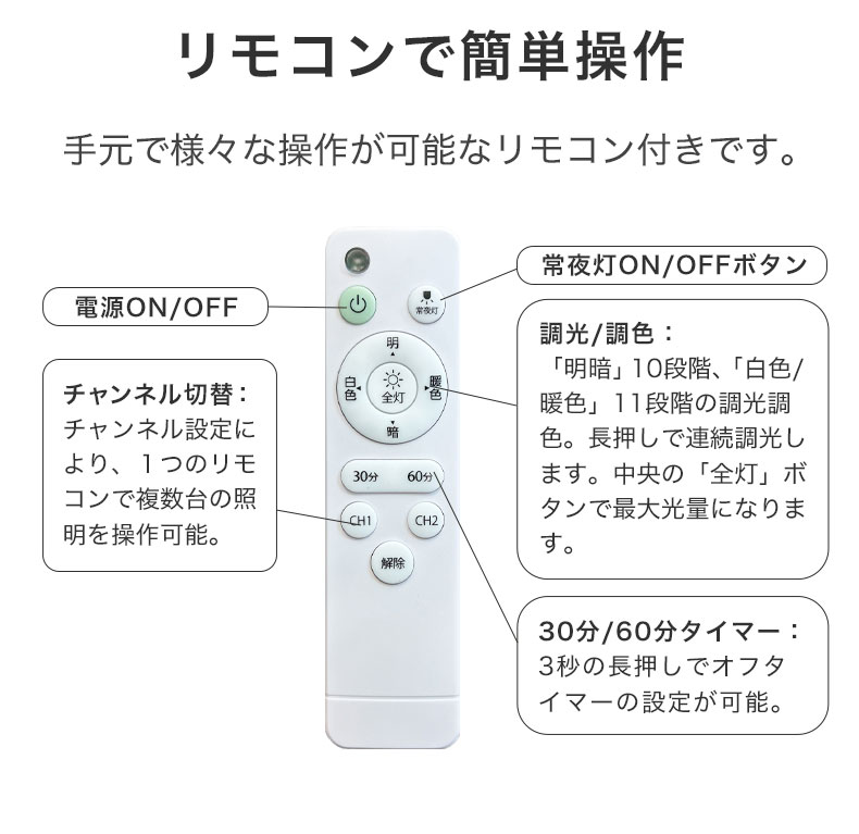 4灯LED シーリングライト スピカの機能