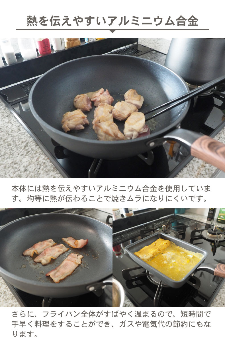 ガス火・IH対応 20cm フライパン ソフィスの機能