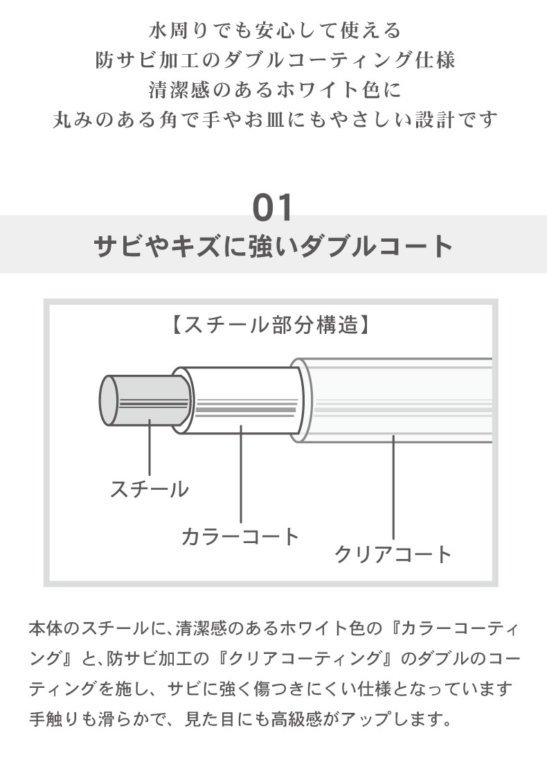 Wコート 1段水切りラック グレイスの機能