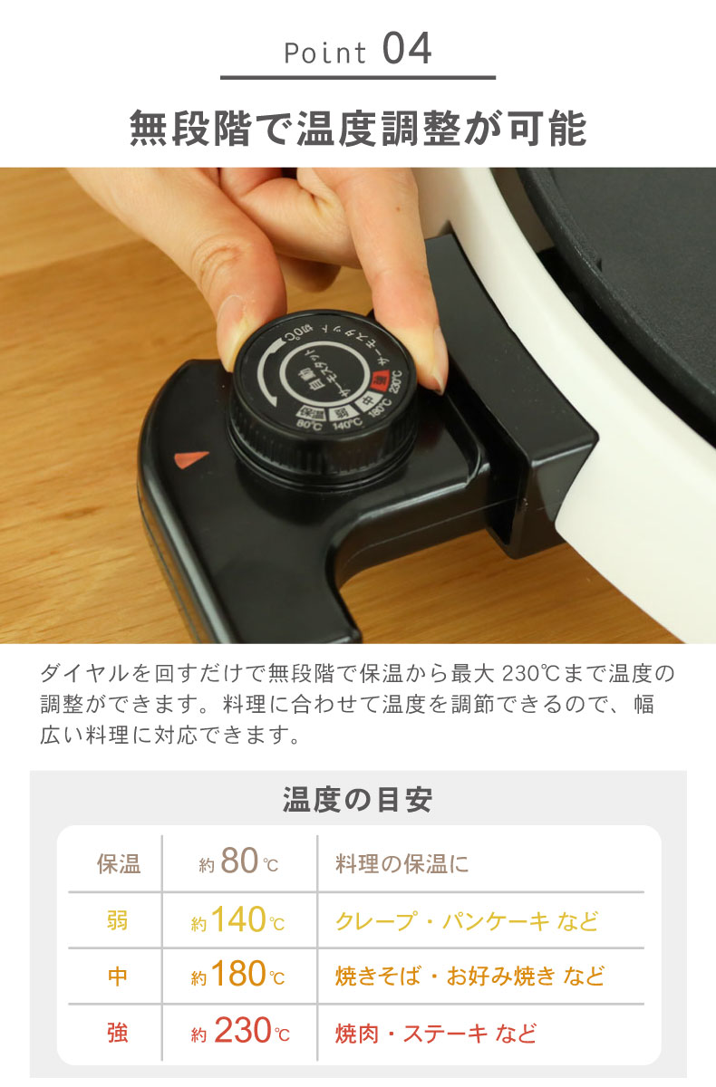 ラウンドホットプレート ヘスティの機能