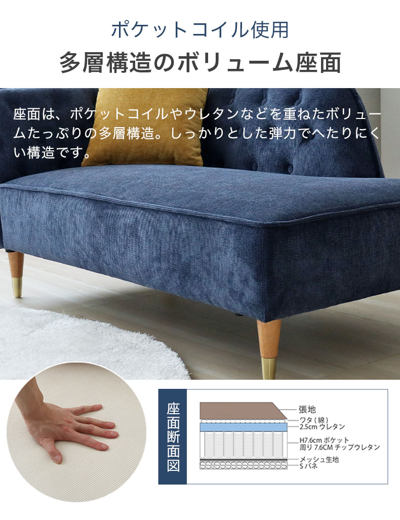 1.5人掛けソファ モアナ2の機能