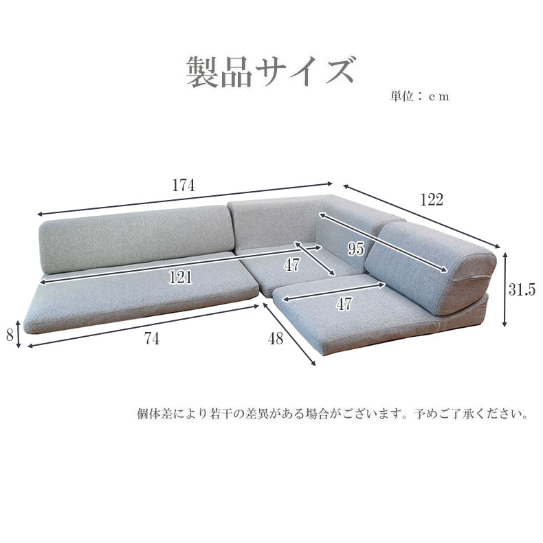 コーナーソファ RHA1 アランのサイズ1