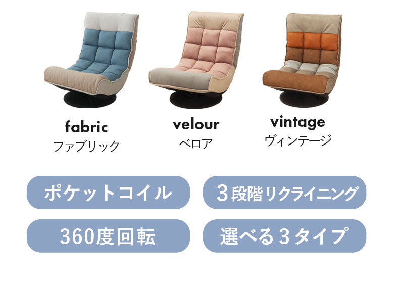 リラックス回転座椅子 アルクス ベロアの機能