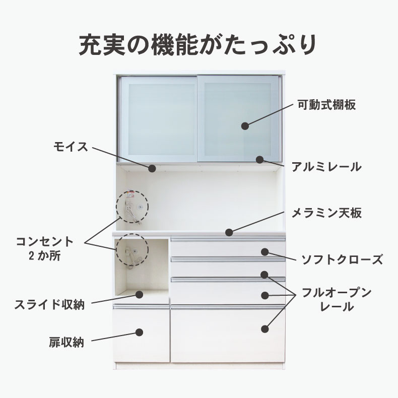 幅120cm食器棚 奥行49-高さ205バーダック2の機能