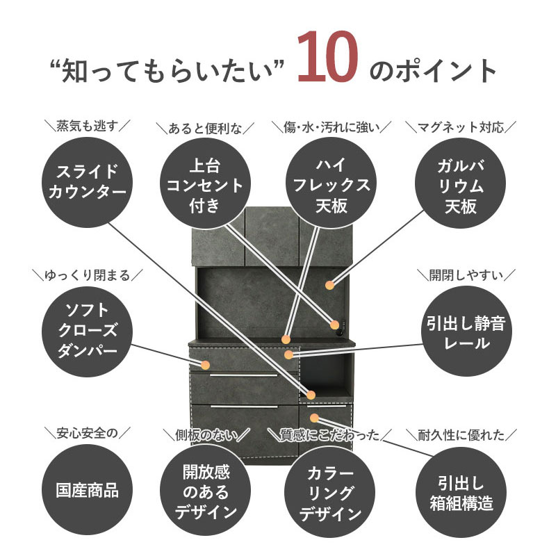 幅120cm食器棚 リリアの機能