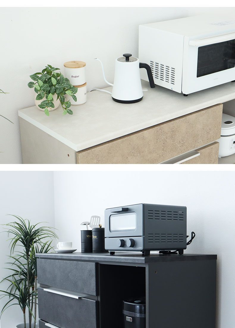 幅120cmキッチンカウンター リリアの機能