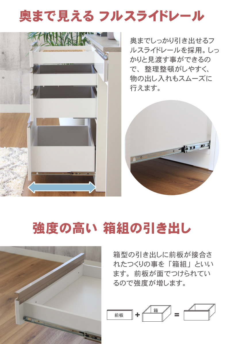 幅120cm食器棚 下台80引出 40OP カカロの機能