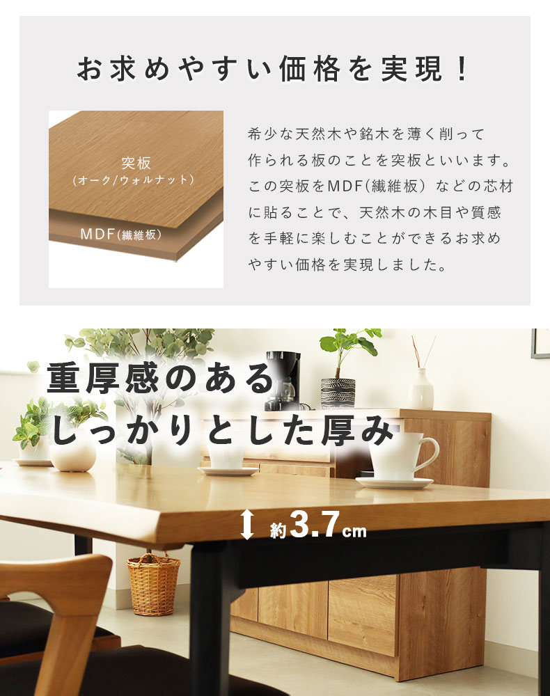 幅140cm ダイニング5点セット ベルガー(波型)&トレックの機能