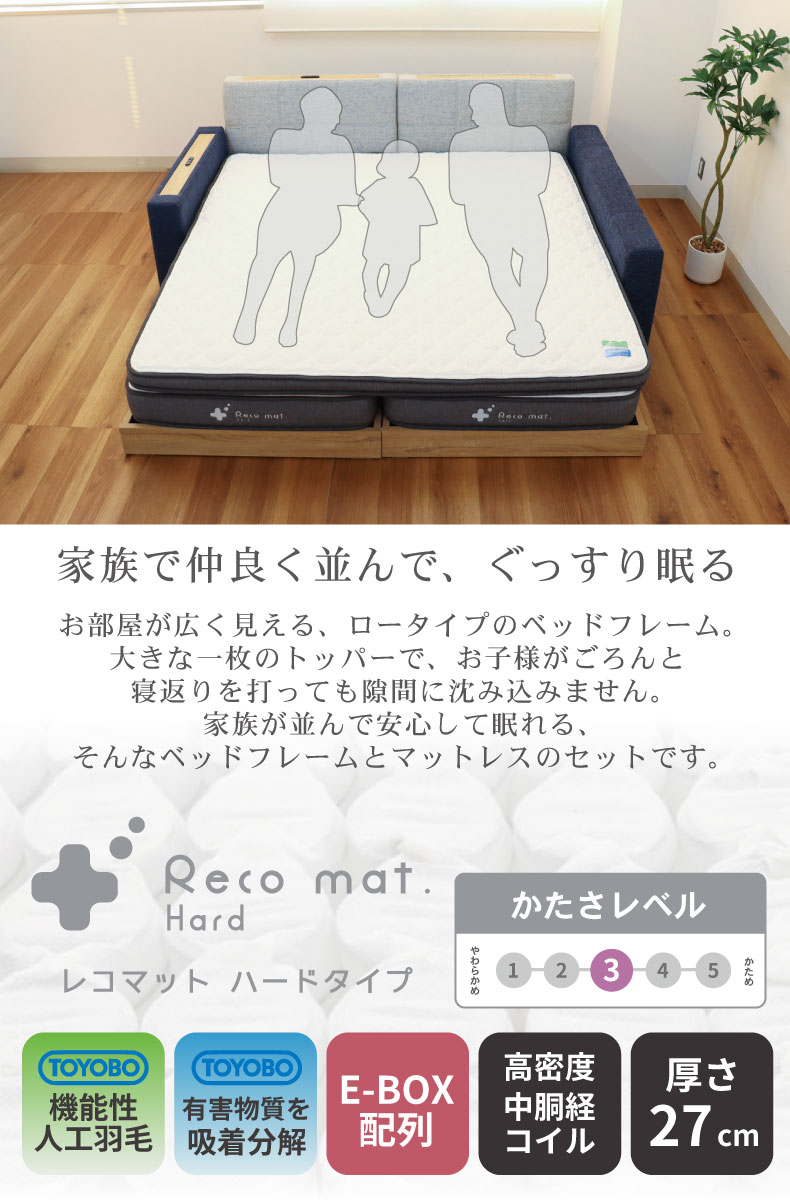 キングサイズすのこ床板recoマットハードトッパー付き アドリア