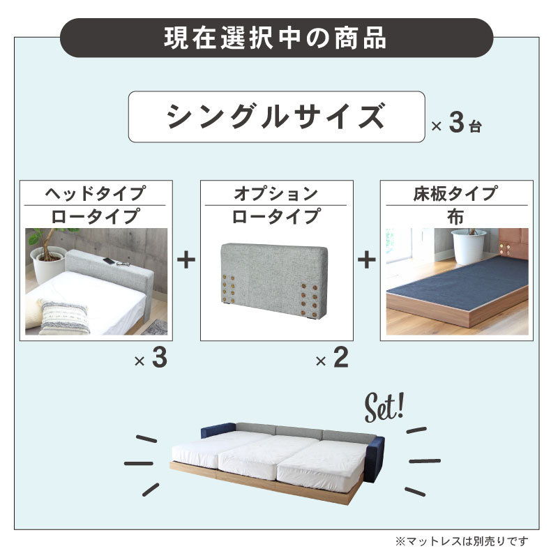 マットレス付き(ソフト)ファミリーベッド 布床板 サイド有 コンセント無ローヘッド アドリアの機能