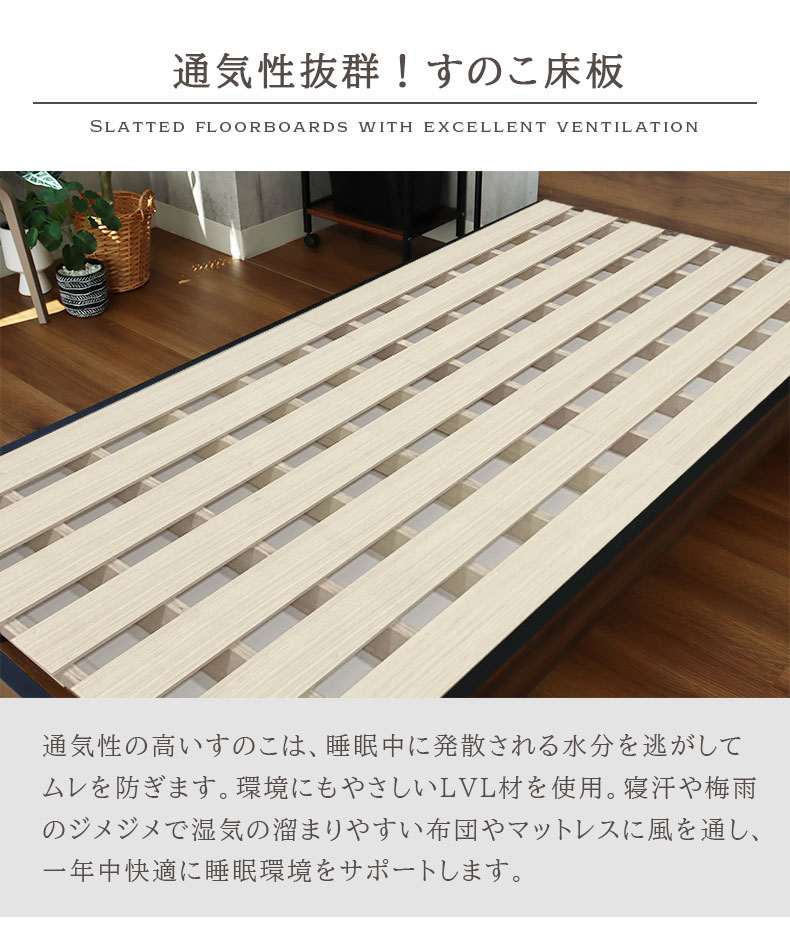 ベッドフレーム スノコ床板 リコルドの機能