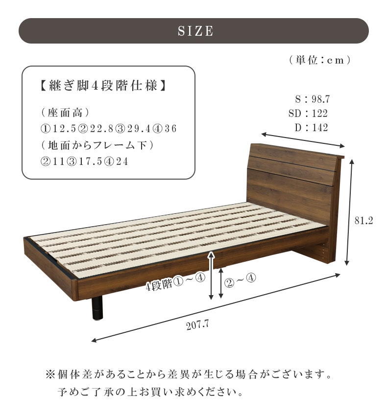 ベッドフレーム スノコ床板 リコルドのサイズ1