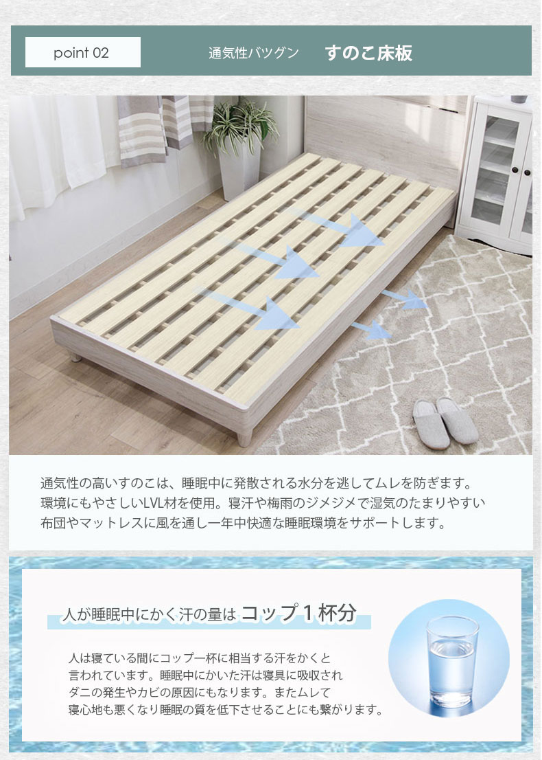 ベッドMIスタイル スノコ&レッグ ロクサーの機能