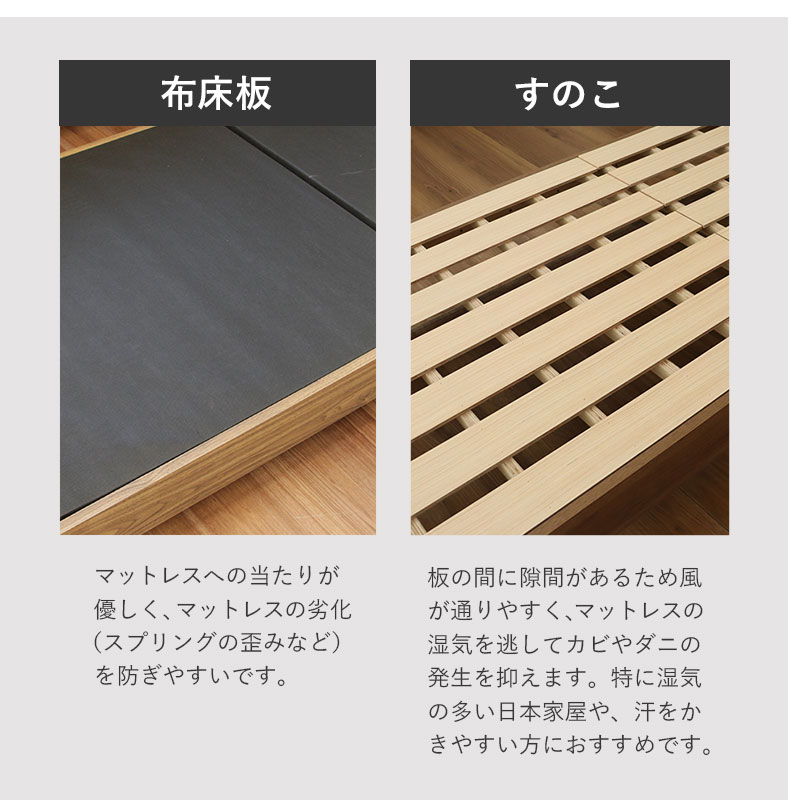 ベッドフレーム 布床板&レッグ フローレスの機能