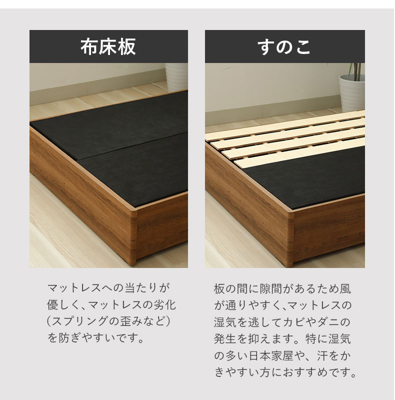ベッドフレーム 布床板&引出 フローレスの機能