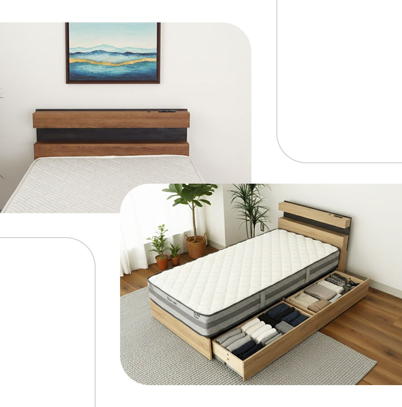 ベッドフレーム 布床板&引出 アラルの機能