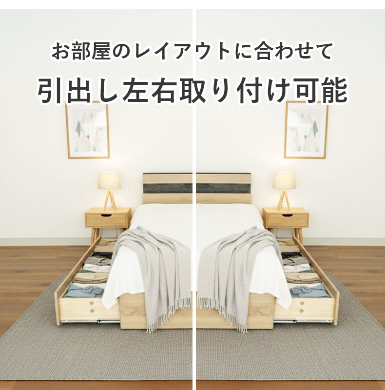 ベッドフレーム すのこ床板&引出 アラルの機能