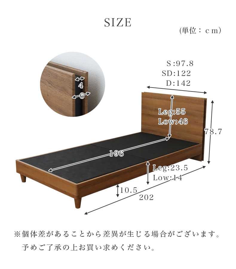 ベッド MIチョイス2 布床板&レッグ ベリングのサイズ1