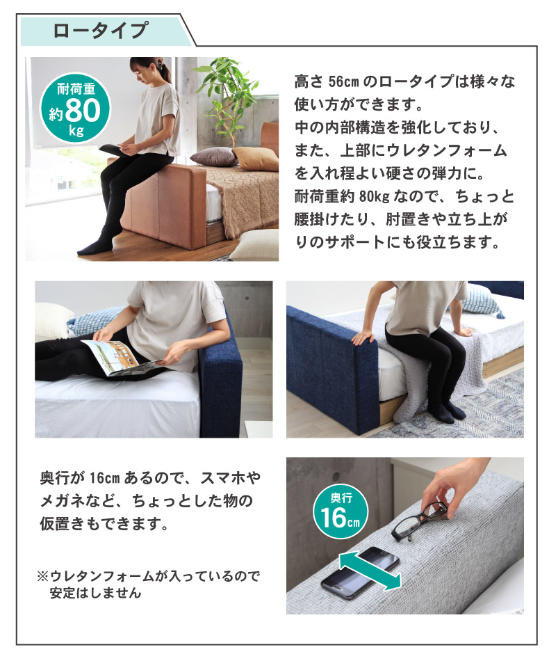 S ベッド ロータイプ ヘッドボード単品 アドリアの機能