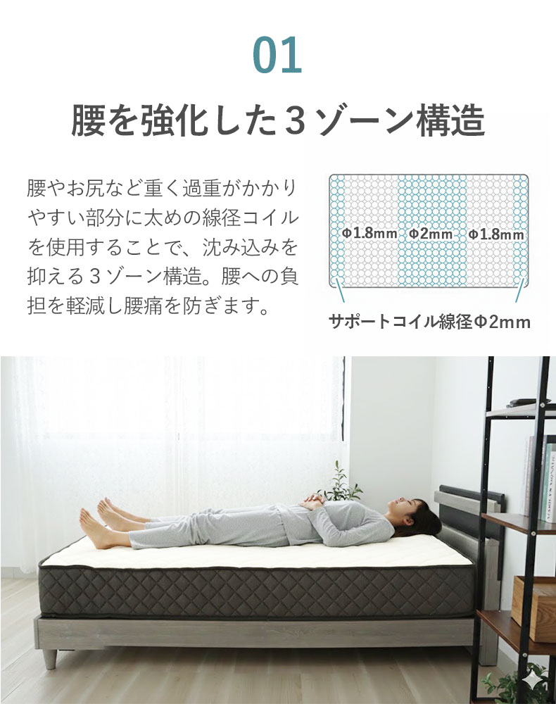 ポケットコイルマットレス パフィーナ P10T-R(両面仕様)の機能