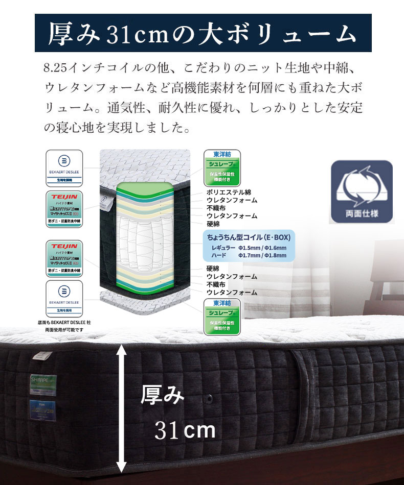 国産マットレス ハード 喜の夢+++の機能