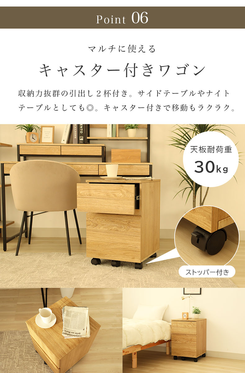 幅120cm デスク3点セット エリックの機能