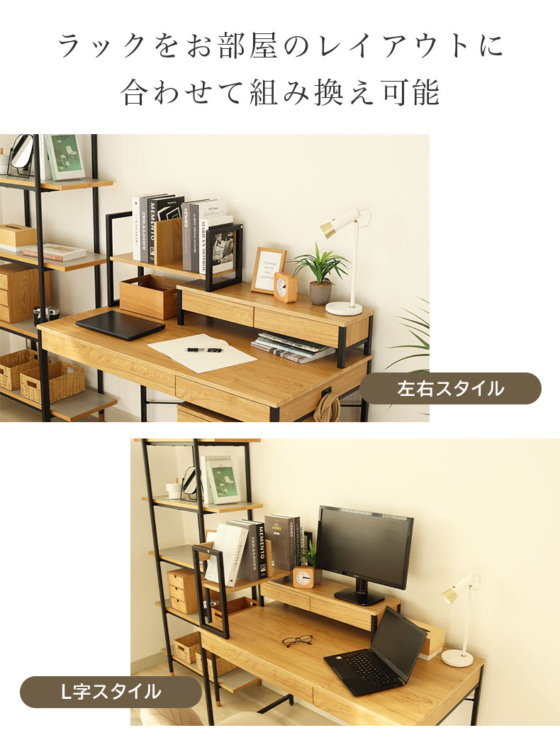 幅120cm デスク3点セット エリックの機能