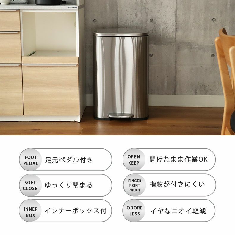 ゴミ箱・ダストボックス | 50Ｌ ゴミ箱 ステンレス ダストボックス ペダル付き ふた付き キッチン フラットランド