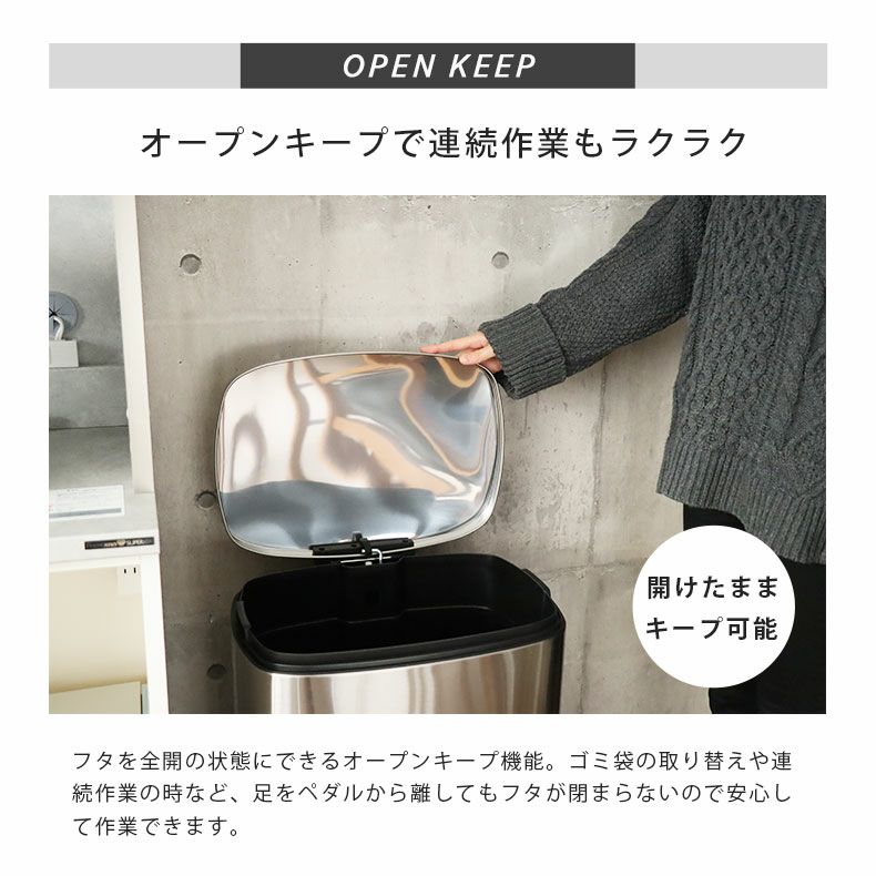 ゴミ箱・ダストボックス | 50Ｌ ゴミ箱 ステンレス ダストボックス ペダル付き ふた付き キッチン フラットランド