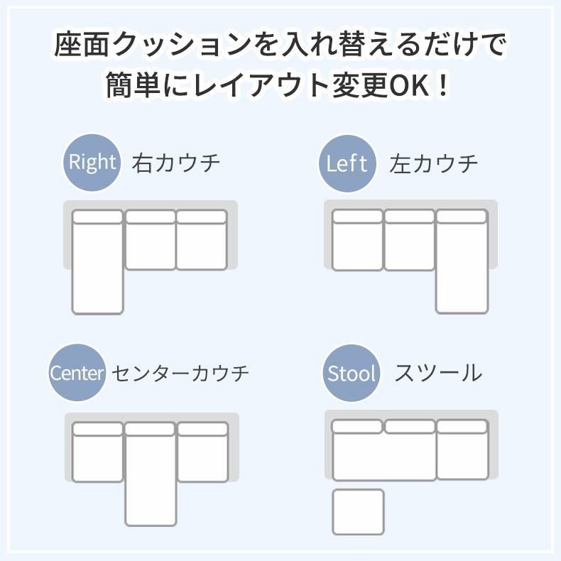 おしゃれなカウチソファ | 3人掛け カウチソファ 入れ替え可 洗えるカバー メルロー2