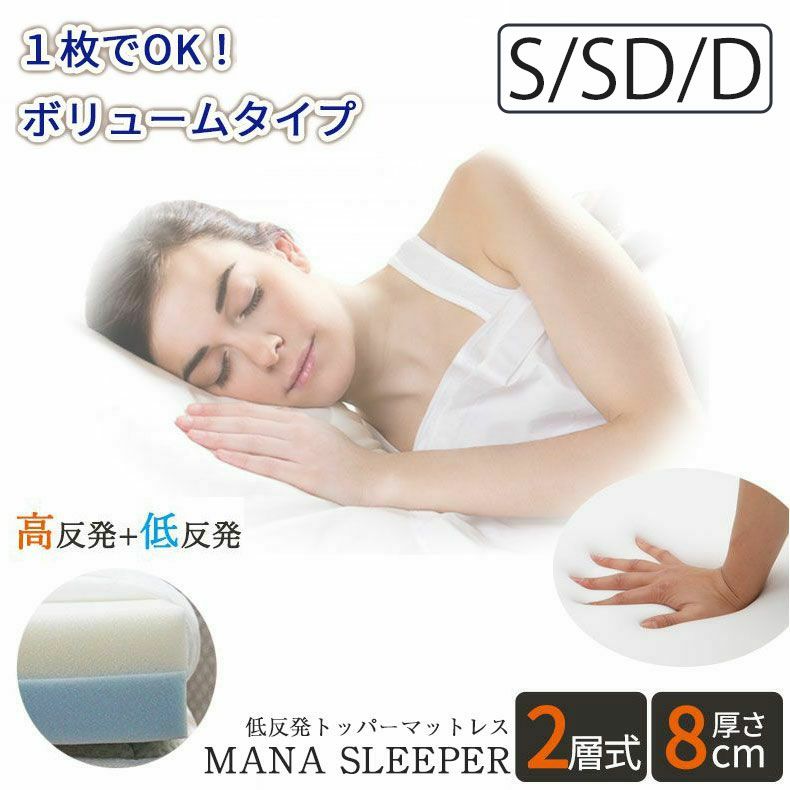 8cm低反発マットレス マナスリーパー（低反発・高反発2層） 三つ折れ 洗えるカバーのサムネイル