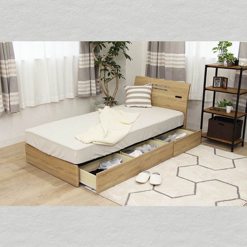 ベッドフレーム | 幅142cm ダブル ベッドフレーム 布床板 収納 引き出し付き コンセント シンプル ユース MIチョイス