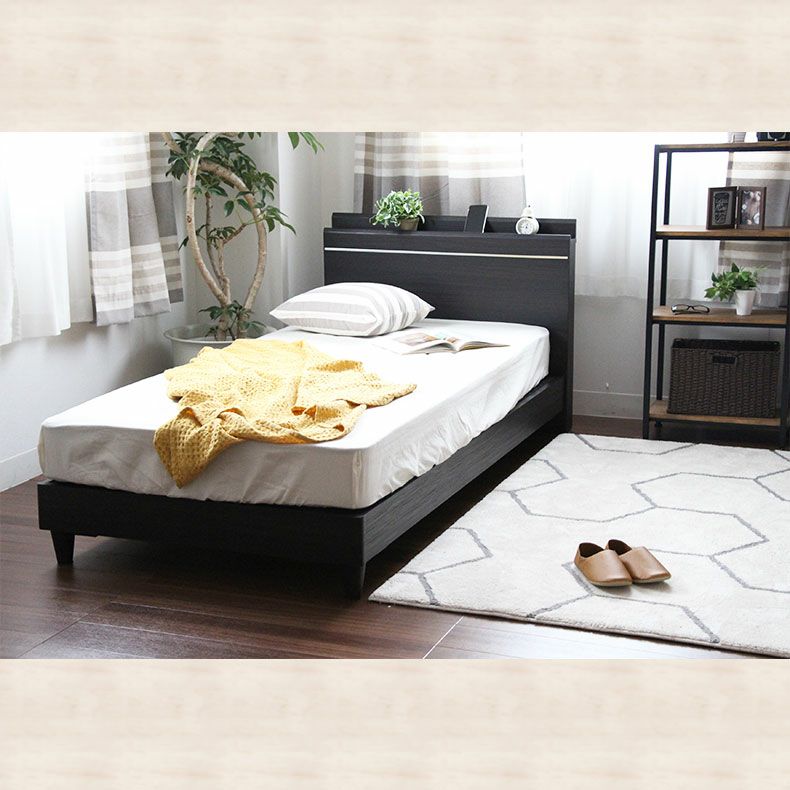 幅99cm　シングル ベッドフレーム コンセント付 ロータイプ 布床板＆レッグ MIチョイス スクエア