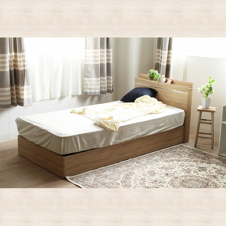 幅99cm シングル ベッドフレーム コンセント付 布床板＆箱型 MI 