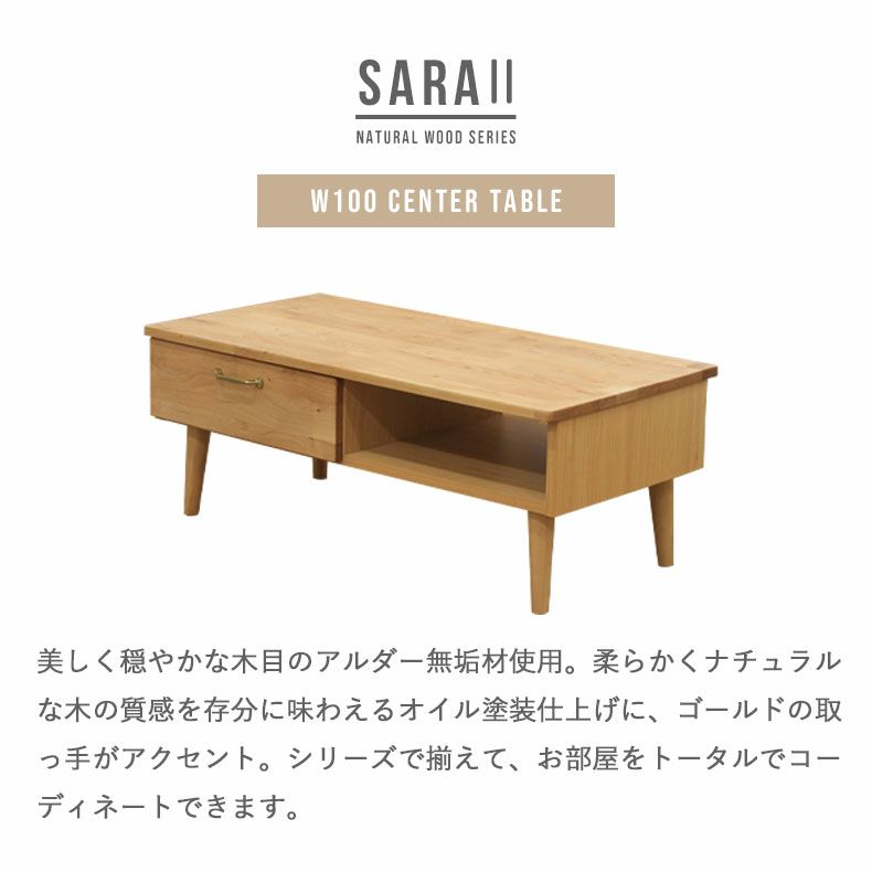 リビングテーブル・サイドテーブル | 幅100 センターテーブル リビングテーブル 木製 収納スペース付き サラ2