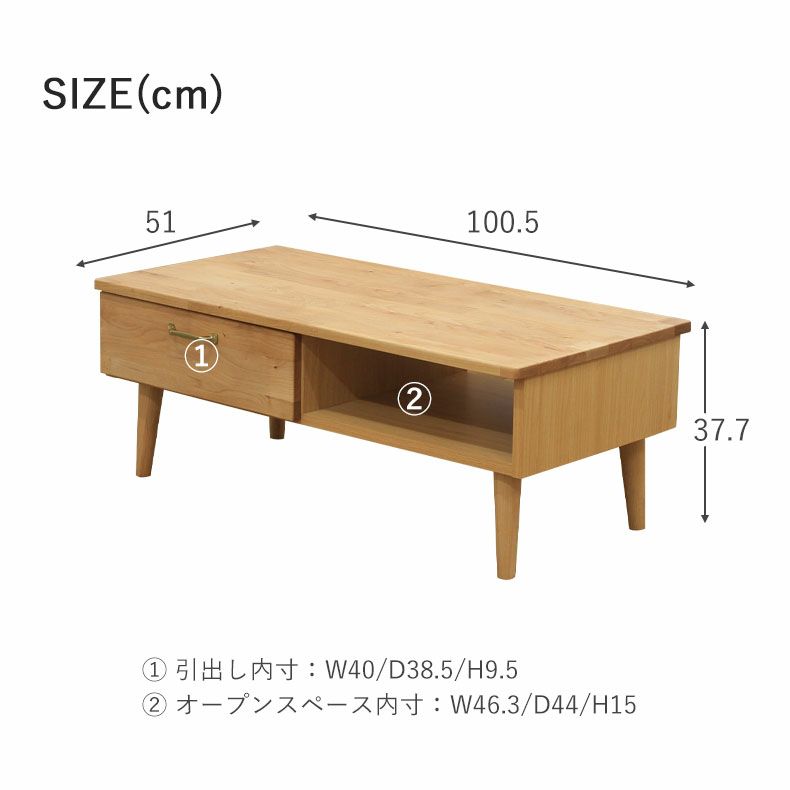 リビングテーブル・サイドテーブル | 幅100 センターテーブル リビングテーブル 木製 収納スペース付き サラ2