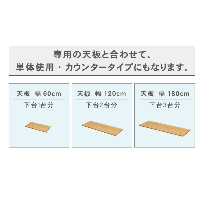 組み合わせ食器棚 | 幅60cm 上台 Aタイプ（扉） フローラ