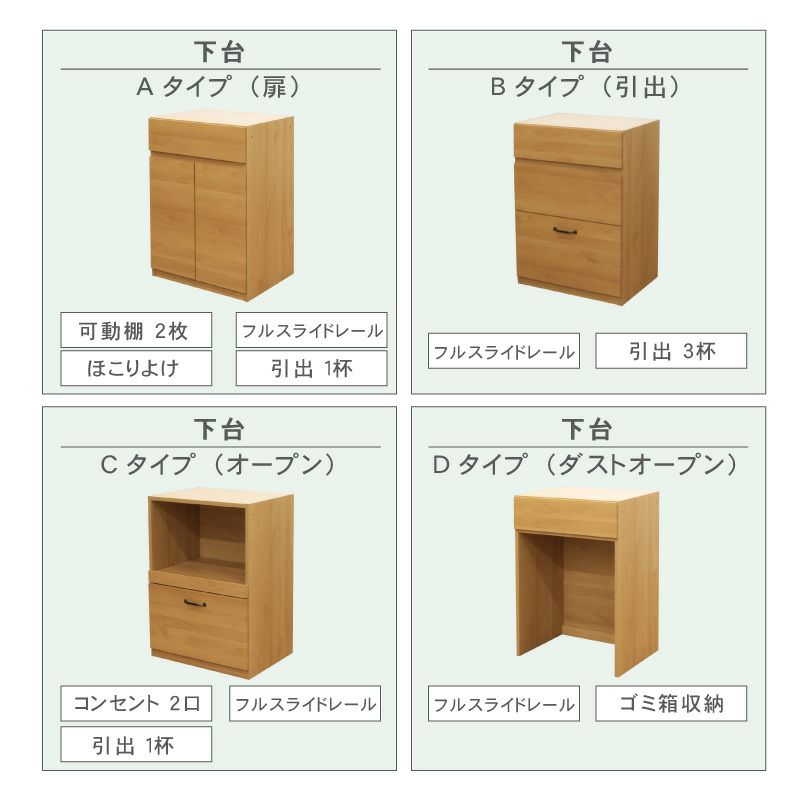 組み合わせ食器棚 | 幅60cm カウンタータイプ用天板 フローラ