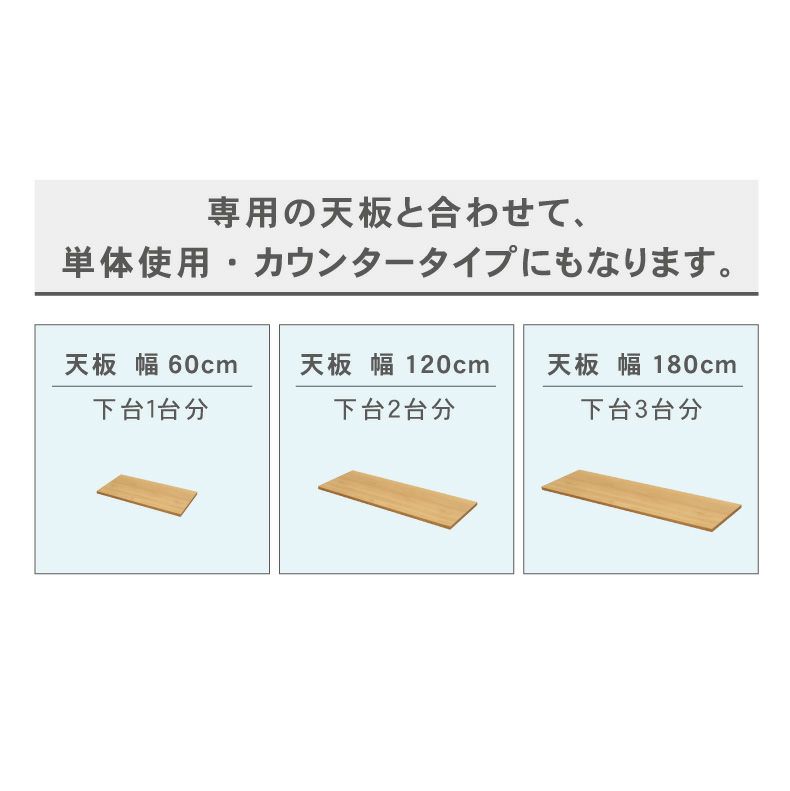 組み合わせ食器棚 | 幅180cm カウンタータイプ用天板 フローラ