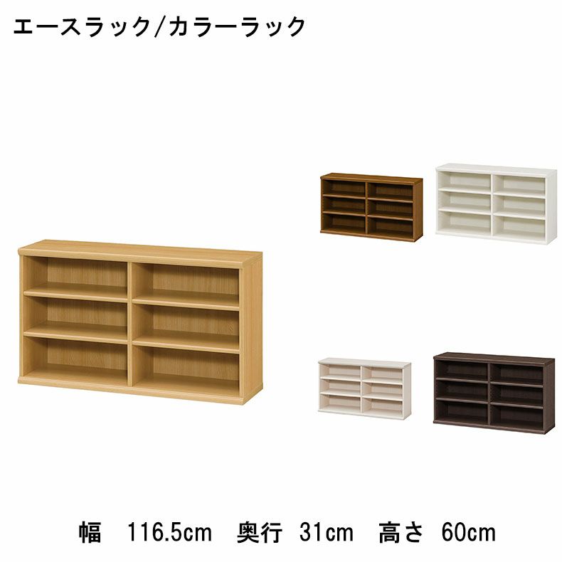 本棚・書棚 | オープンラック 幅約120cm 高さ約60cm カラーラック